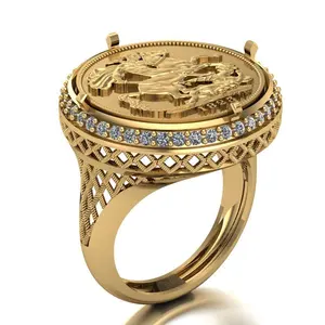 DiamondX cincin berlian pria, perhiasan hadiah ulang tahun cincin pria emas kuning 18K padat