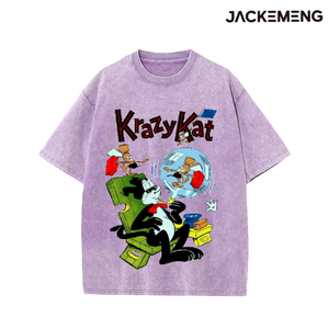 เสื้อยืดโอเวอร์ไซส์ลายพิมพ์ <span class=keywords><strong>Krazy</strong></span> Kat สไตล์วินเทจ ล้างสีแล้ว สินค้าจากอเมริกา ขายส่ง เสื้อยืดลำลองสไตล์ Y2K - Product Image 2