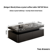 Table basse rectangulaire moderne de luxe léger en marbre avec grand rangement et tiroirs, écologique et facile à nettoyer pour salon