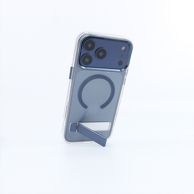 Luxury Clear Bracket Design Phone Case for iPhone 17 Air 16 15 14 13 12 11 Pro Max Transparent Magnetic Stand Phone Case