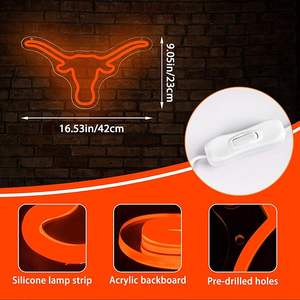 Letrero Luminoso LED de Neón Longhorn para Decoración de Pared, Letrero de Fútbol Americano Universitario para Cuarto de Hombre, Decoración de Dormitorio de Graduación - Product Image 2