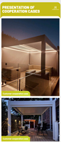 Pergola motorisée en aluminium avec couverture à lames orientables amovibles et finition imitation bois pour jardin, pavillon, terrasse