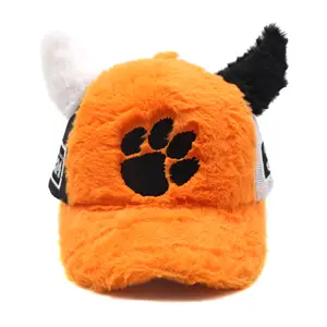 Wholesale Furry Rabbit Hair Fur Mesh Premium Trucker Hats With Custom Logo