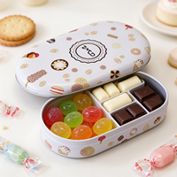 Boîte en étain ovale de qualité alimentaire avec insert en blister, impression CMYK personnalisée, boîte en étain pour bonbons, chocolat, cadeaux