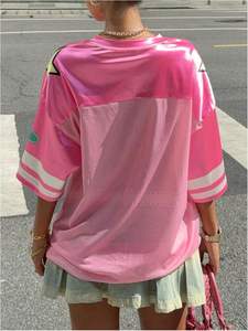 Magliette Oversize da <span class=keywords><strong>Donna</strong></span> Stile Y2K Estivo in Jersey Anti-Pilling con <span class=keywords><strong>Mezza</strong></span> <span class=keywords><strong>Manica</strong></span>, Stampa Grafica Numerica e Logo, in Poliestere Morbido - Product Image 5