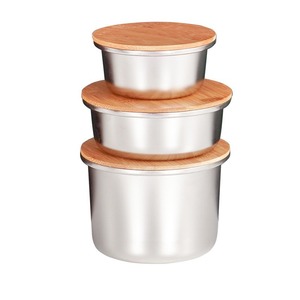 304 Stainless Steel Round Airtight <b>Container</b> Bamboo Lid Food Storage Jar For Coffee Beans <b>Snacks</b> Tea Grains - Product Image 5