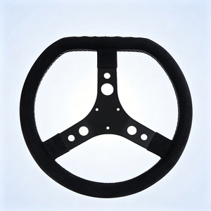 Volant de karting classique 350 mm à 3 boulons JLH J20240007 en suède à fond plat, moulé sur mesure, pour simulation de course modifiée - Product Image 1