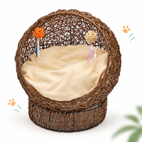 Nid pour animaux semi-fermé en rotin naturel tressé à la main, lit pour chat, villa pour chat, cage de haute qualité, amovible et lavable pour toutes les saisons