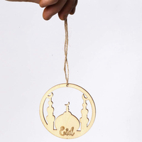 Pendentif suspendu en bois en forme de cercle pièces en bois fête musulmane islamique décor suspendu en bois Eid Mubarak décoration suspendue