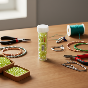 Perline Ilan Abalorio 10mm verde chiaro per la creazione di gioielli, 12 pezzi per tubo - Product Image 2