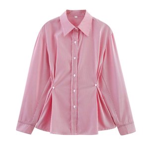 Camisa de Moda para Mujer, Nueva Colección de Primavera, con Botones Decorativos en la Cintura, Manga Larga, Color Sólido - Product Image 4