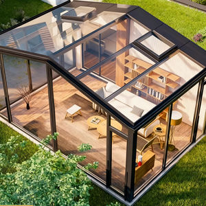 Véranda moderne sur pied avec cadre en aluminium et toit incliné pour villa, <span class=keywords><strong>solarium</strong></span> résidentiel, hôtel, parc, maison vitrée - Product Image 1