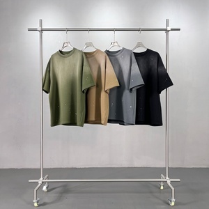 เสื้อยืดคอกลมโอเวอร์ไซส์แบบหนา ผลิตตามสั่ง ขายส่ง ระบายอากาศได้ดี แห้งเร็ว สีพื้นเรียบง่าย สำหรับผู้ชาย - Product Image 3