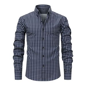 Chemise à manches longues à carreaux imprimée sur <span class=keywords><strong>quatre</strong></span> côtés, chemise décontractée pour homme, chemise à manches longues à boutons, chemise habillée - Product Image 3