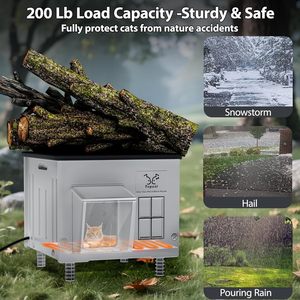 בית כלבים מחומם מפלסטיק אקולוגי בלתי שביר, עמיד למים ועמיד בפני מזג אוויר, חיצוני, עם כפתור, מבודד לחורף, לגזעים קטנים - Product Image 3