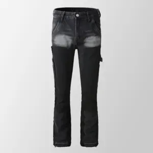9303 nueva moda personalizar pantalones vaqueros apilados hombres relajado Flare jeans pantalones apilados para hombres