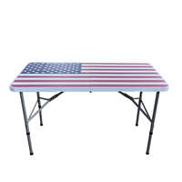 Tables pliantes rectangulaires modernes en plastique blanc, légères, empilables, résistantes aux UV, personnalisables avec logo coloré, pour hôtel et villa