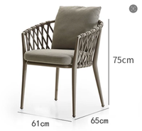 Ensemble table et chaises d'extérieur contemporain en alliage d'aluminium et rotin tressé pour salon et salle à manger, idéal pour café et salon de thé confortable