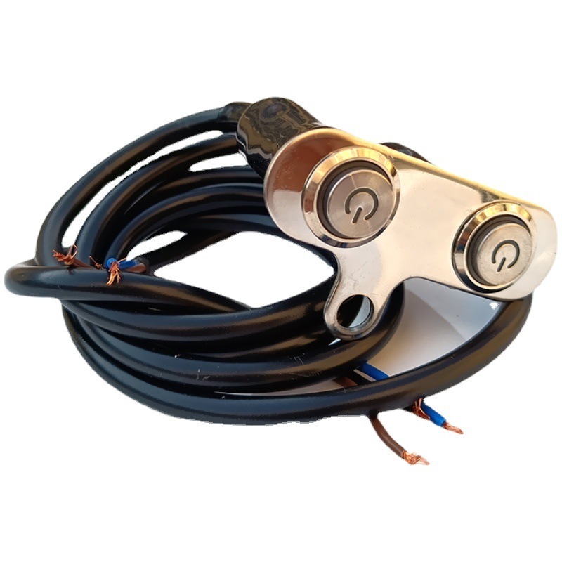 Interrupteur LED Moto Guidon ON/OFF Étanche - Bouton Marche/Arrêt Avec Support Acier Pour Phares Et Antibrouillard