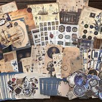152 шт. в коробке: винтажные украшения и фоновые элементы для ежедневников из крафт-бумаги различных материалов для DIY-проектов