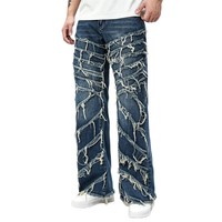 Jeans unisexe streetwear haut de gamme, coupe ample, sans élasticité, tendance, pour marché de niche, pantalon en denim de haute qualité