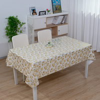 Nappe en PVC dorée à motifs floraux RNPT, rouleau de nappe carrée imprimée en PVC, tissu de nappe, toile cirée lavable