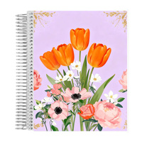 Carnet à couverture rigide personnalisable, série fleurs, reliure spirale, épaissi, pelable, avec film laminé, impression de logo/design graphique sur mesure