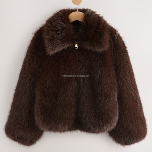 Veste en fausse fourrure personnalisée pour <span class=keywords><strong>femme</strong></span>, manteau d'hiver épais et duveteux, blouson court chaud, fabricant OEM - Product Image 5