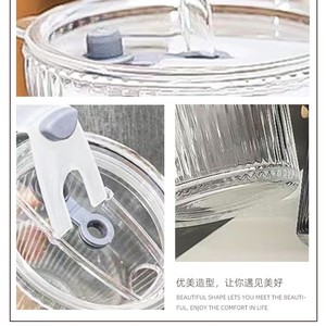 Glass Drink Cup With Lid And Straw For Coffee Office Use Solid Color Single Cup - Product Image 4