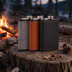 Mini Fiaschetta da Whisky in Acciaio Inossidabile da 8oz, Rivestita in Pelle PU, Bottiglia Tascabile per Liquori, Logo Personalizzato, Etichetta Privata, Pronta per FBA, Piccola - Product Image 1