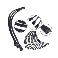 Pemisah kipas PWM, aksesori komputer HDD kepang lengan PVC ramping 4-Pin 4-Port untuk perpanjangan PC