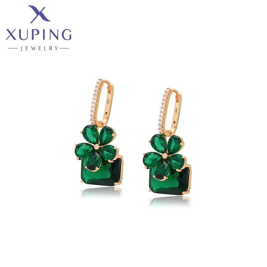 X000782420 XUPING Jewelry Olive Green Synthetic CZ Flower Other Custom Costume Jewelry Fine Bridal Lady Crystal Jewelry Earrings
