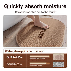 Alfombra de baño ovalada de fibra de poliéster absorbente de secado rápido con diseño minimalista para baño - Product Image 3