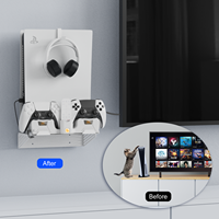 Soporte de Pared Metálico Multifuncional y Estable con Estación de Carga e Indicador LED de Carga para Consola Playstation 5 (Edición con Disco y Digital)