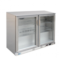Table de préparation de salades commerciale en acier inoxydable avec réfrigérateur à boissons intégré sous comptoir et vitrine GN