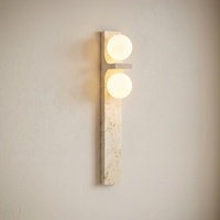 Applique murale LED en pierre naturelle de travertin jaune style Wabi-Sabi médiéval pour salon, éclairage décoratif
