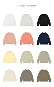 100% Cotton Terry 330 GSM <b>Crew</b> Neck Sweatshirt Trendy Casual Drop Shoulder Solid Pattern for Autumn Digital Printing - Product Image 5