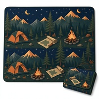 Tapis de pique-nique matelassé extra large, imprimé, imperméable, pliable, portable, pour le camping, la plage et les activités de plein air