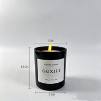 Bougie parfumée en verre noir avec couvercle en bambou, boîte cadeau, cire de soja, aromathérapie, cadeau pour la maison, parfum personnalisé et fabrication OEM prisée
