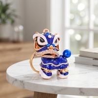 Porte-clés rotatif en métal étanche, personnalisé avec logo OEM/ODM, motif Danse du Lion Kylin, tendance