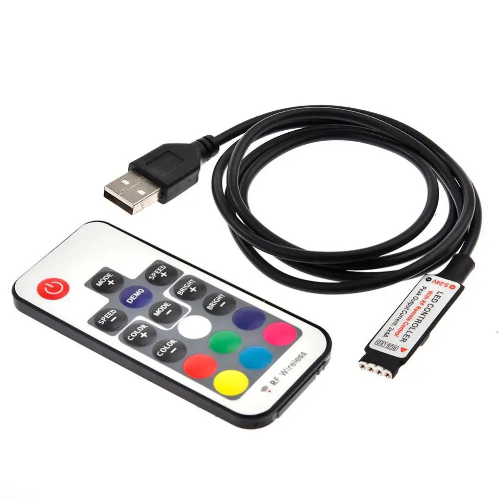 eSann usb led strip controller RGB IR RF Remote Controller 5V-24V USB LED Strip light 17Key Remote Wireless Controller