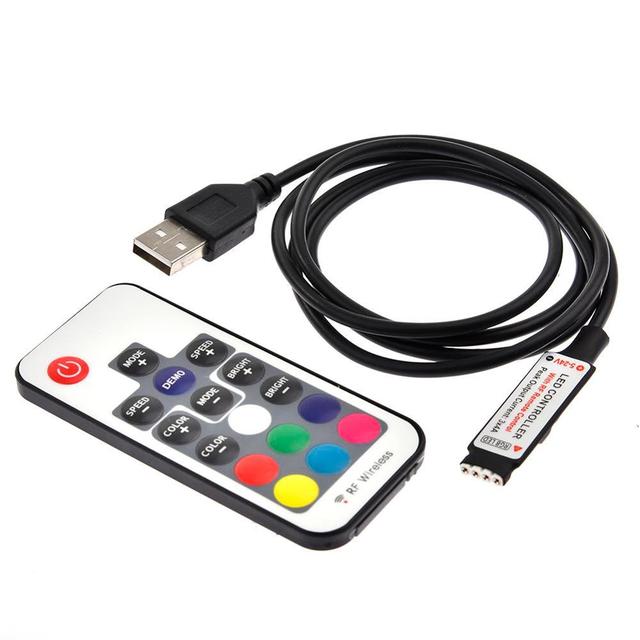 ESann Usb Led Strip Controller RGB IR RF Remote Controller 5V-24V USB LED Strip Light 17Key Remote Wireless Controller