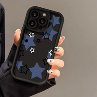 Étui de téléphone antichoc en TPU électroplaqué à motif étoile à cinq branches pour 15/12 Pro Max/14/13/11/XS Max/16 Transparent