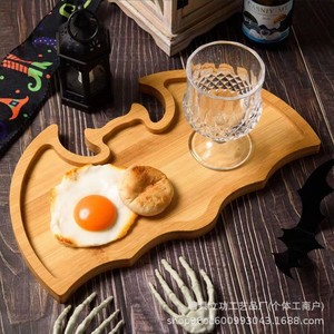 Bamboo Bat Shaped <b>Tray</b> Creative Halloween Dessert Plate For Children Party Serving - Product Image 4