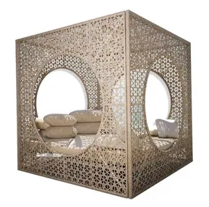 Outdoor rattan woven bed creative square three-dimensional bird's nest Resort Hotel sea view room outdoor birdcage sofa bed
