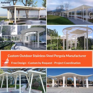 Pergola en acier inoxydable sur mesure, structure extérieure, sculpture métallique créative, aménagement paysager pour parcs et zones scéniques, résistante aux intempéries - Product Image 4