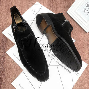 Botas Chelsea de caña alta informales de cuero para hombre, botas cortas de cuero genuino con cremallera, botas retro estilo Martin - Product Image 5