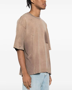 T-shirt Homme Effet Délavé Personnalisé à Manches Courtes – Lavage Acide Usé - Product Image 2