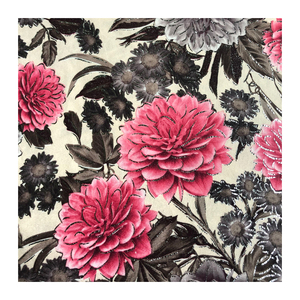 100 polyester microfibre broderie fleurs et bordure découpée nappe tissu <span class=keywords><strong>imprimé</strong></span> fleur tropicale - Product Image 2