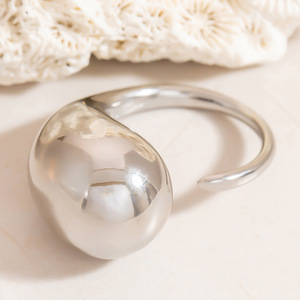 Bague Goutte d'Eau Géométrique en Acier Inoxydable, Ouverte, Minimaliste, Unisexe, Idée Cadeau - Product Image 1
